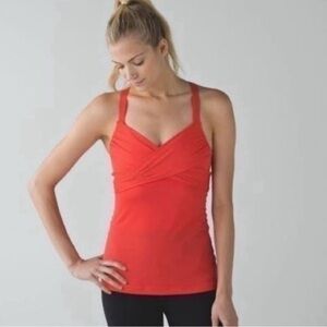 Lululemon Athletica Coral Wrap It Up Yoga Tank Top Women's Size 8